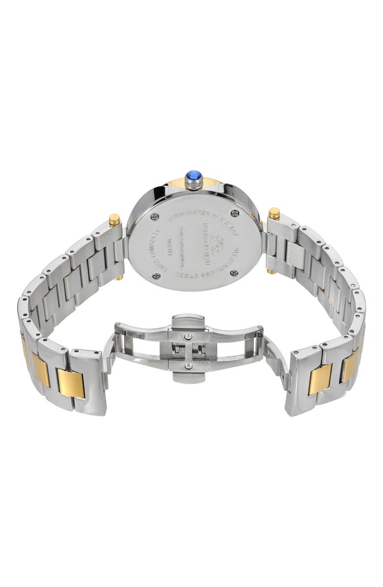 PORSAMO BLEU South Sea Crystal Moon Phase Stainless Steel Bracelet Watch, 40mm, Alternate, color,
