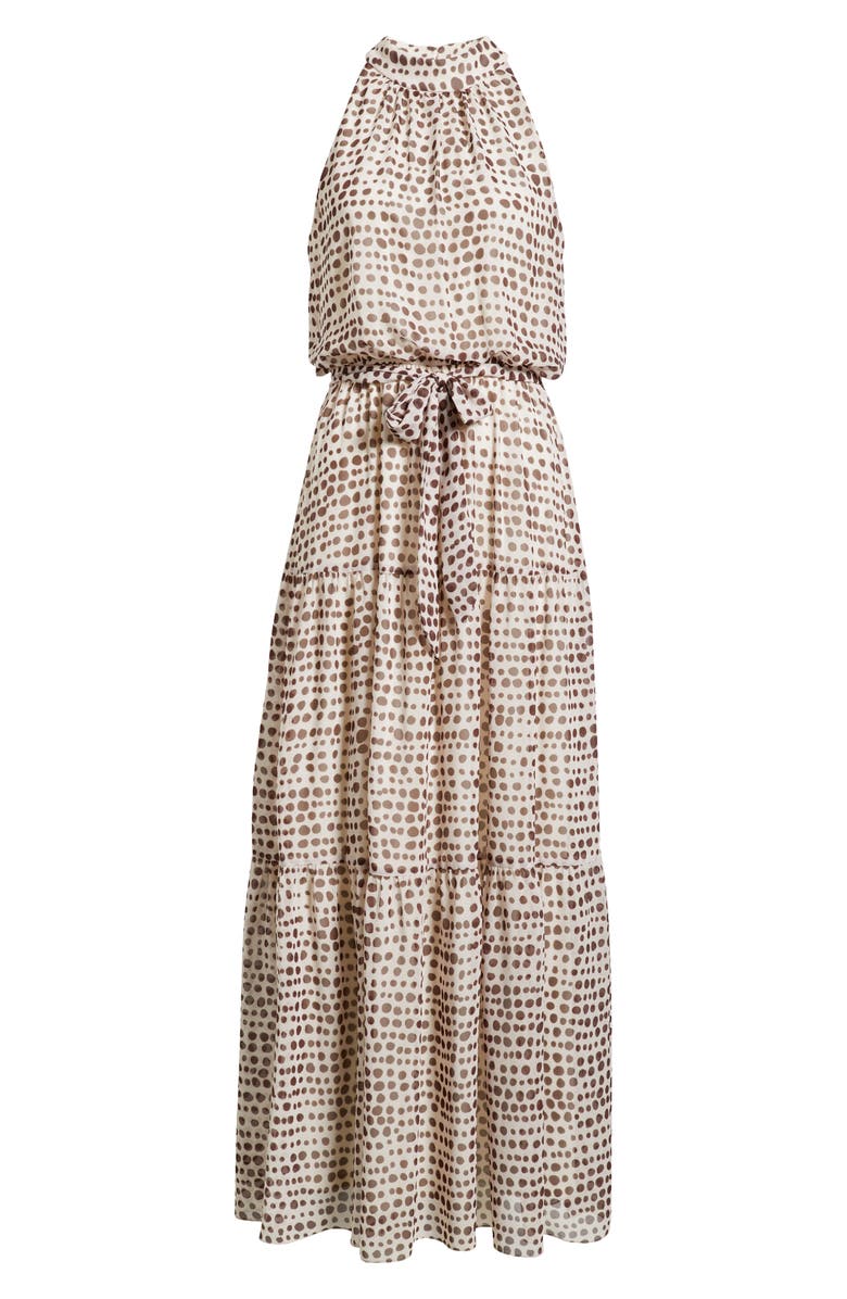 Julia Jordan Dot Print Tiered Chiffon Maxi Dress, Alternate, color, Cream Multi