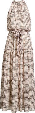 Julia Jordan Dot Print Tiered Chiffon Maxi Dress