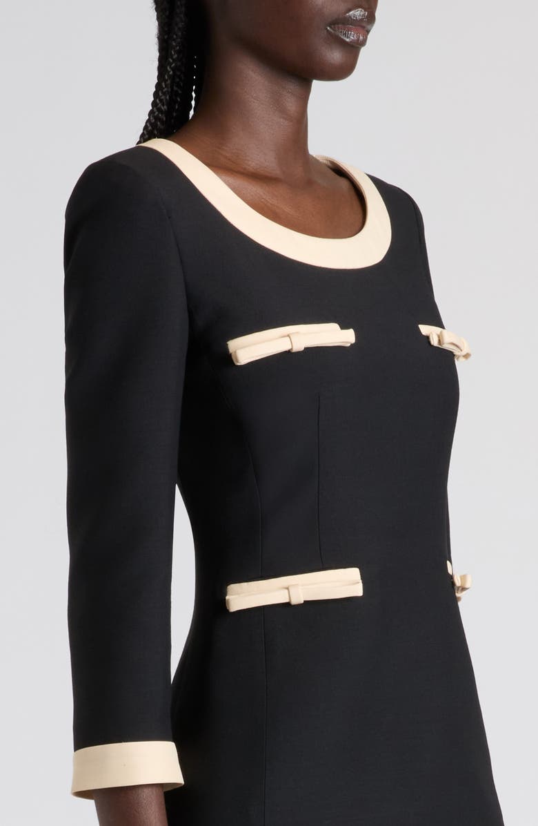 Valentino Bow Detail Crepe Couture Dress, Alternate, color, Black/ Cream