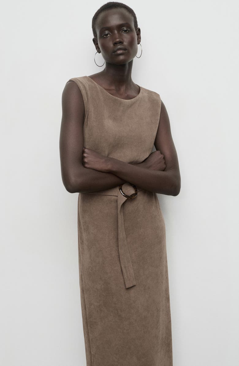 MANGO Belted Sleeveless Knit Dress, Alternate, color,