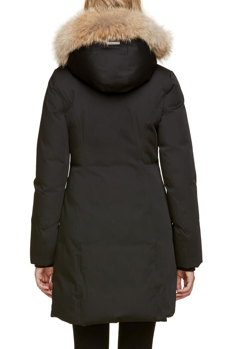 'Salma' Genuine Coyote Fur Trim Down Parka with Inset Bib, Alternate, color, BLACK