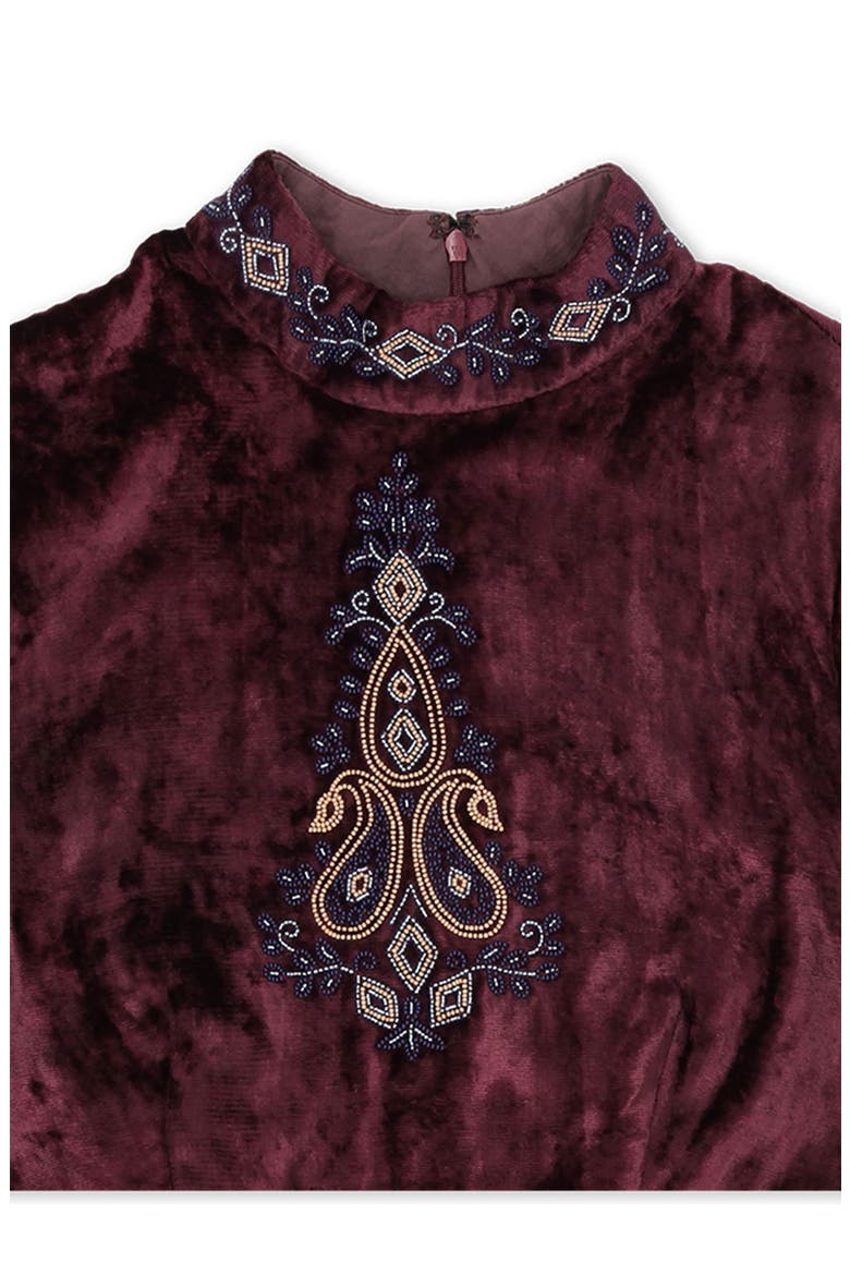 Maxi Velvet Embroidery Dress, Alternate, color, Violet