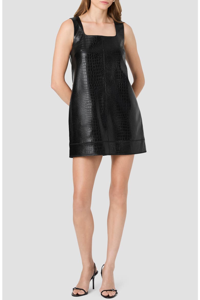 Croc Embossed Trapeze Minidress, Main, color, BLACK