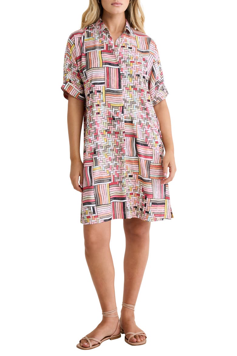 Devon Colorweave Cotton Blend Shift Shirtdress, Main, color, PINK MULTI