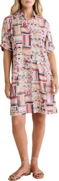 NIC+ZOE Devon Colorweave Cotton Blend Shift Shirtdress