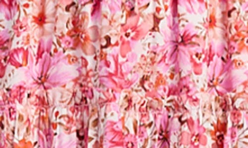 En Saison Floral Ruffle Strap A-line Midi Dress In Red Floral
