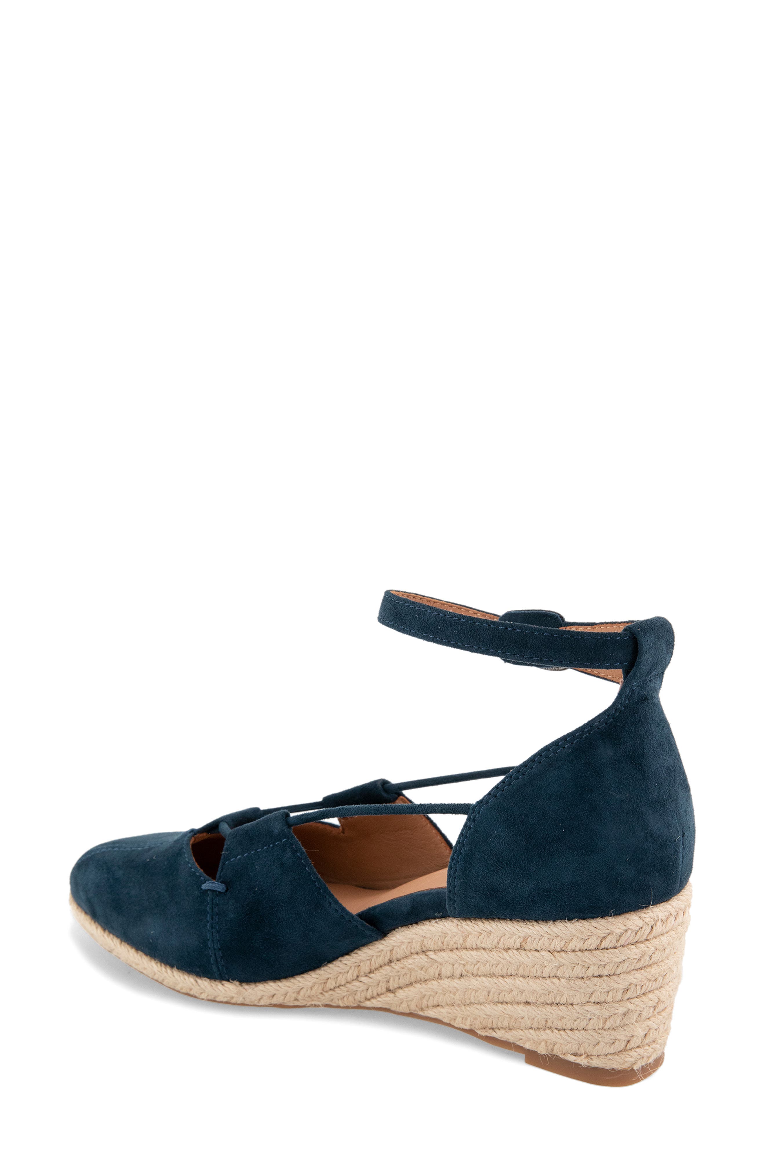 Ori Ankle Strap Platform Wedge Espadrille, Alternate, color, NAVY SUEDE