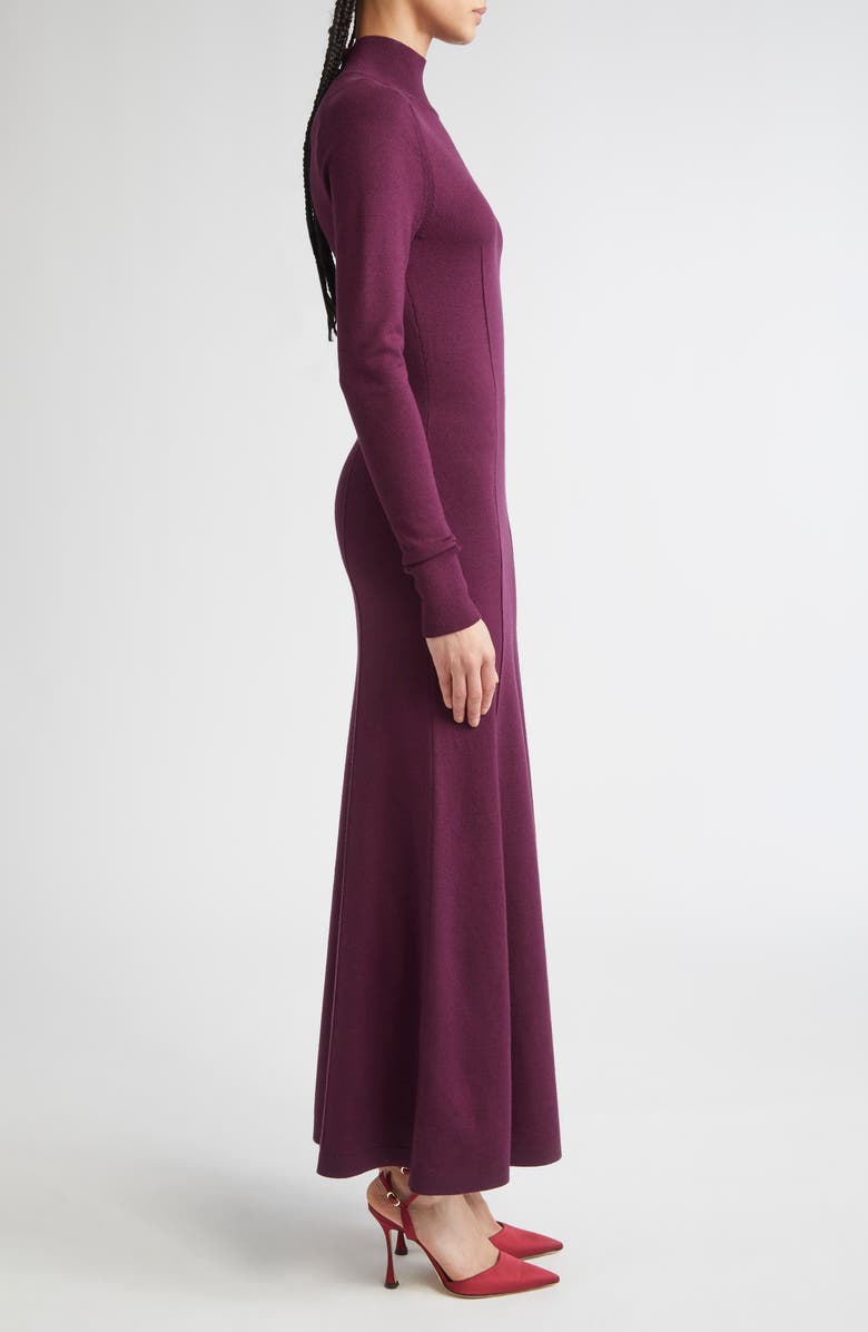 Carolina Herrera Long Sleeve Mock Neck Sweater Dress, Alternate, color, Eggplant