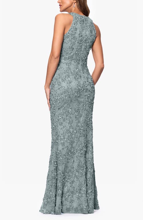 Xscape Evenings Sequin Soutache Sleeveless Sheath Gown In Sage