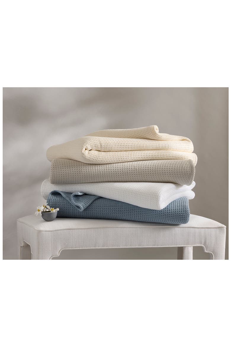Chatham Waffle Cotton Blanket, Alternate, color, HAZY BLUE