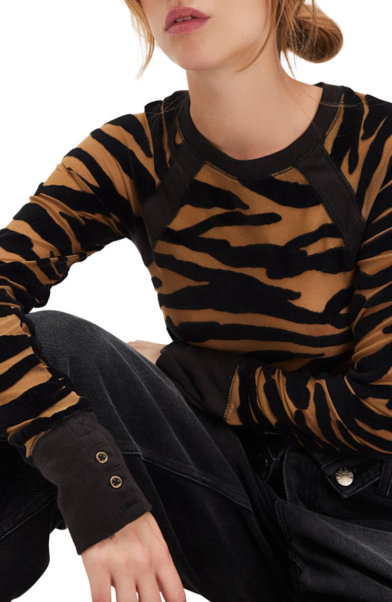 Free People So Lush Burnout Velvet Top, Alternate, color, Walnut Combo