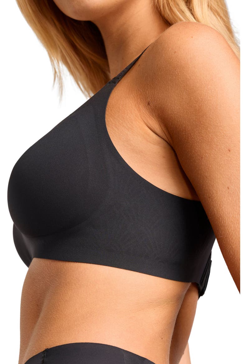 No-Show V-Neck Bra, Alternate, color, Black
