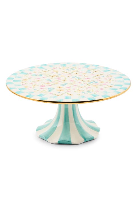 Posie Patch Small Ceramic Pedestal Platter