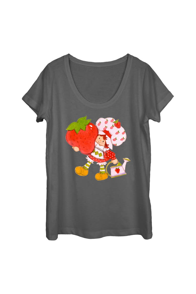 Women's Strawberry Shortcake Cute Berry Gardener Scoop Neck, Main, color, Charcoal