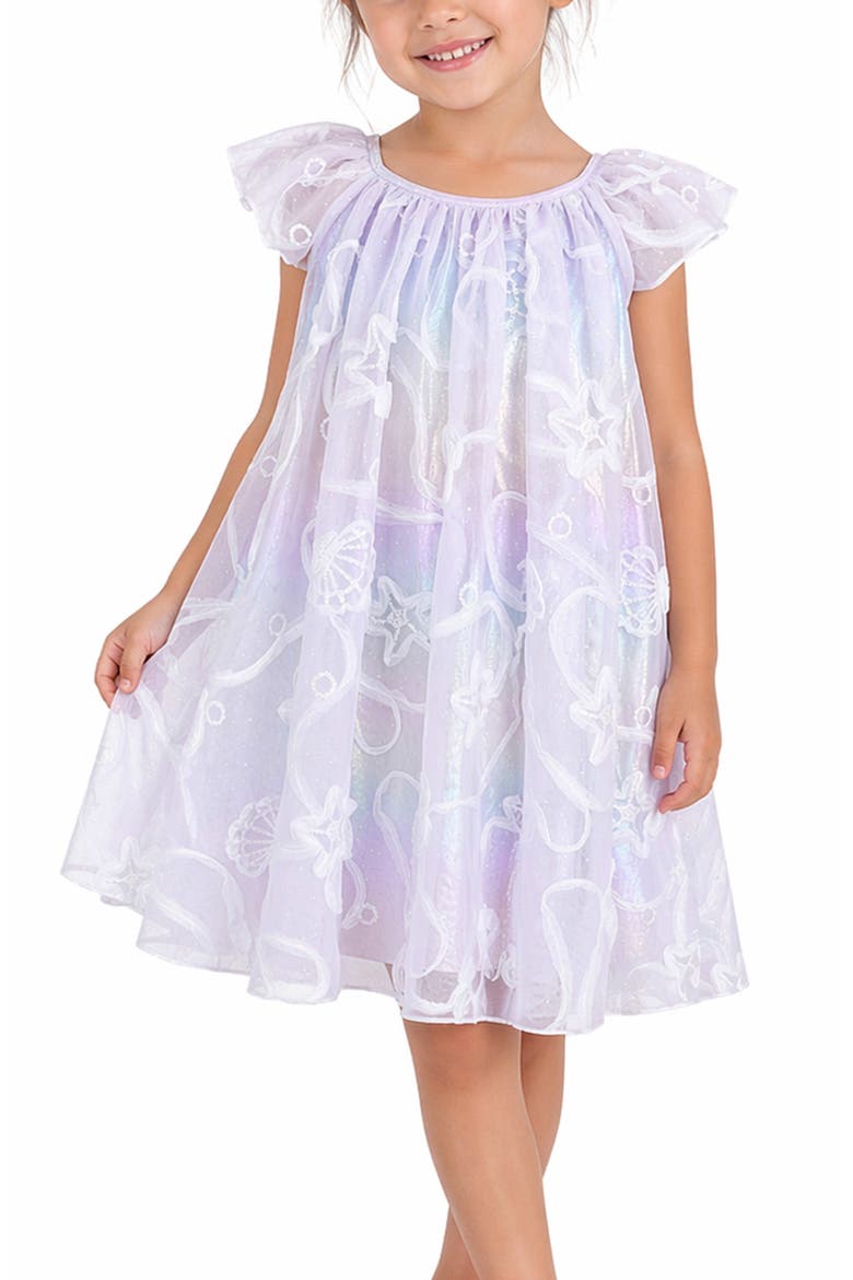 Kids' Mermaid Float Sequin Soutache Party Dress, Alternate, color, LILAC