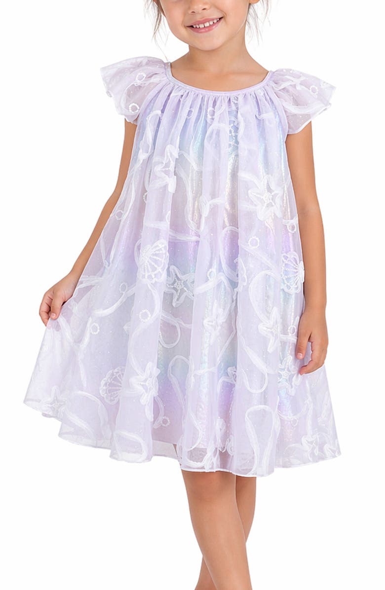 Zunie Kids' Mermaid Float Sequin Soutache Party Dress, Alternate, color, Lilac