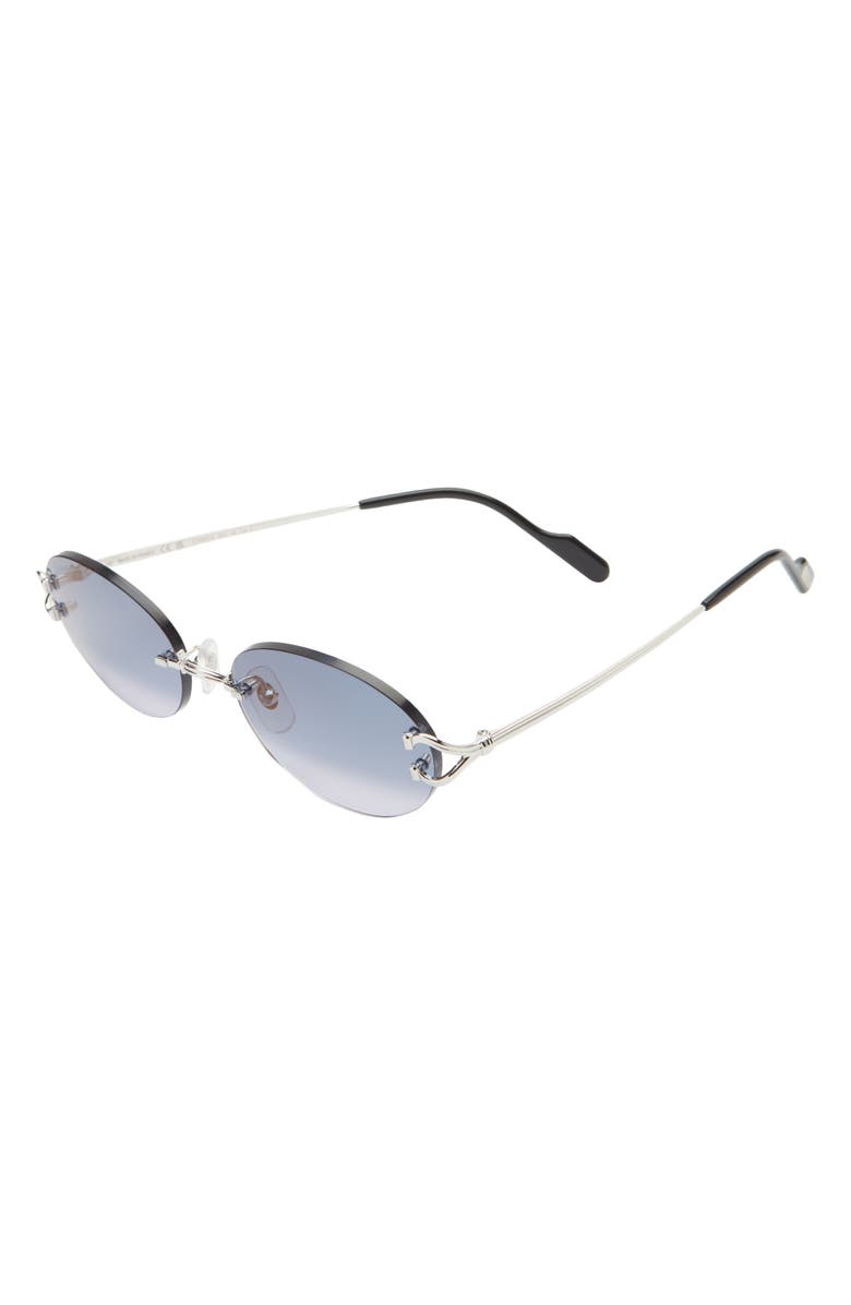 Cartier 55mm Gradient Rimless Oval Sunglasses, Alternate, color, Silver/ Blue Lens