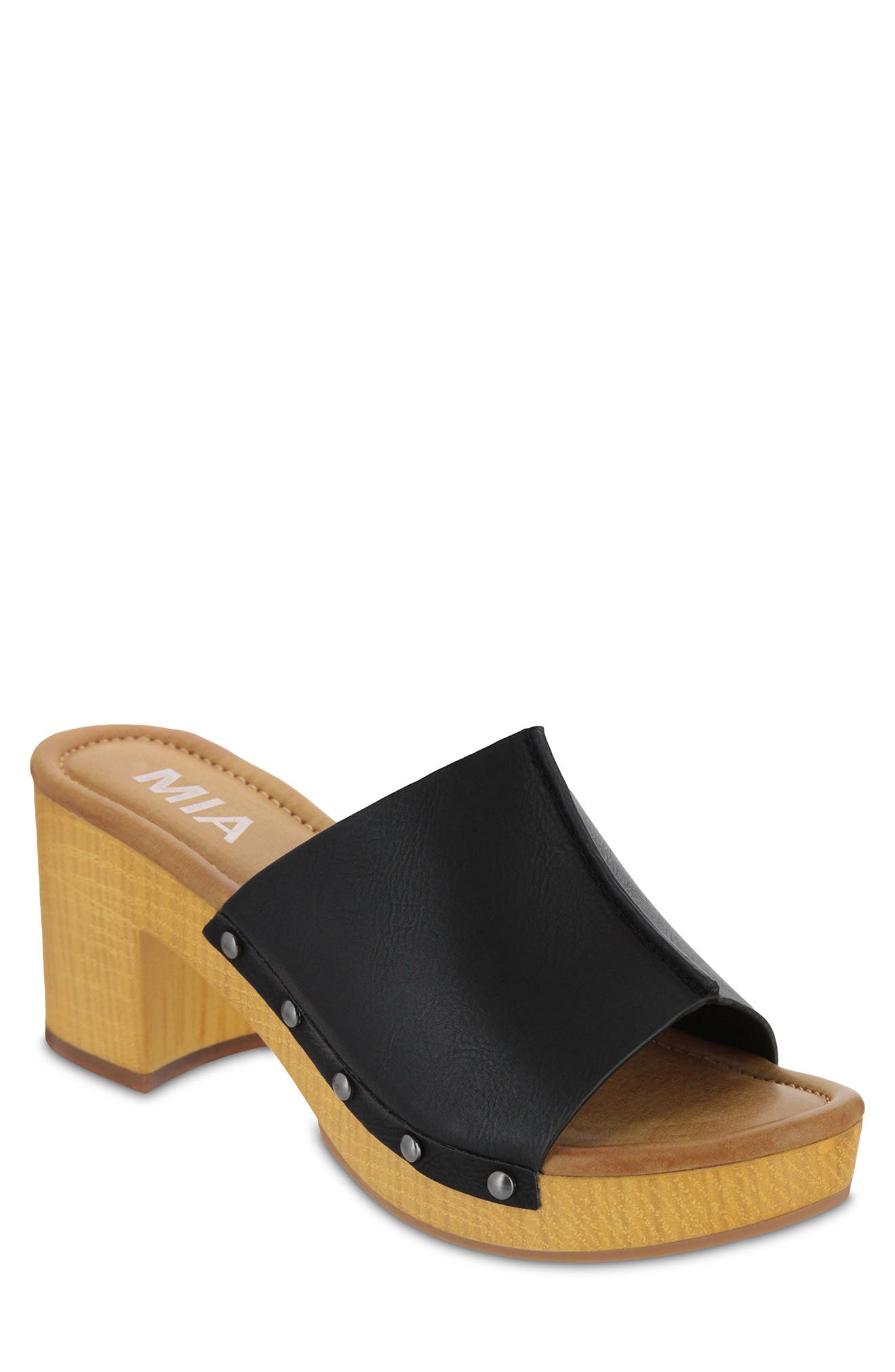 MIA Merel Studded Block Heel Mule Sandal, Main, color, 