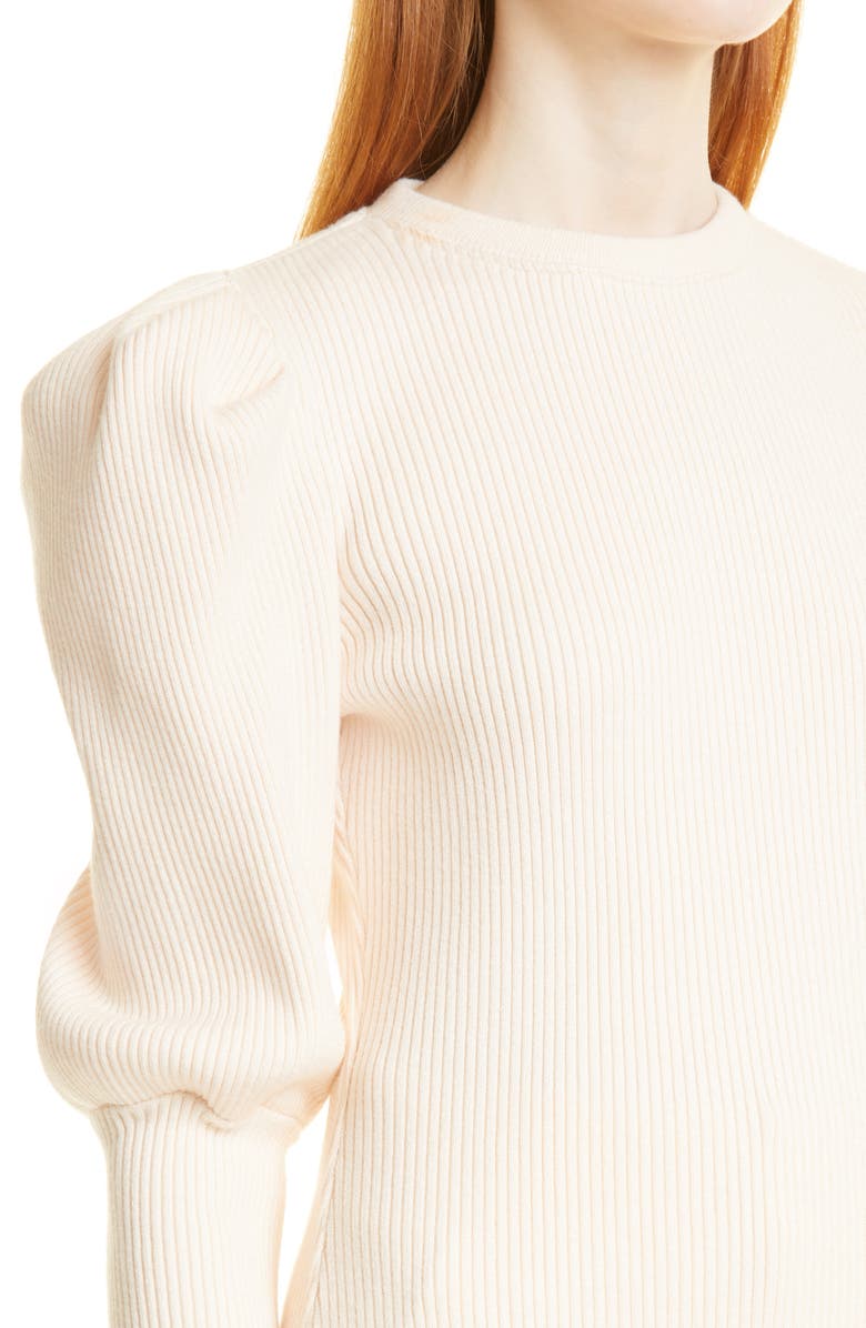 Jonathan Simkhai Standard Levy Ribbed Bishop Sleeve Sweater, Alternate, color, 