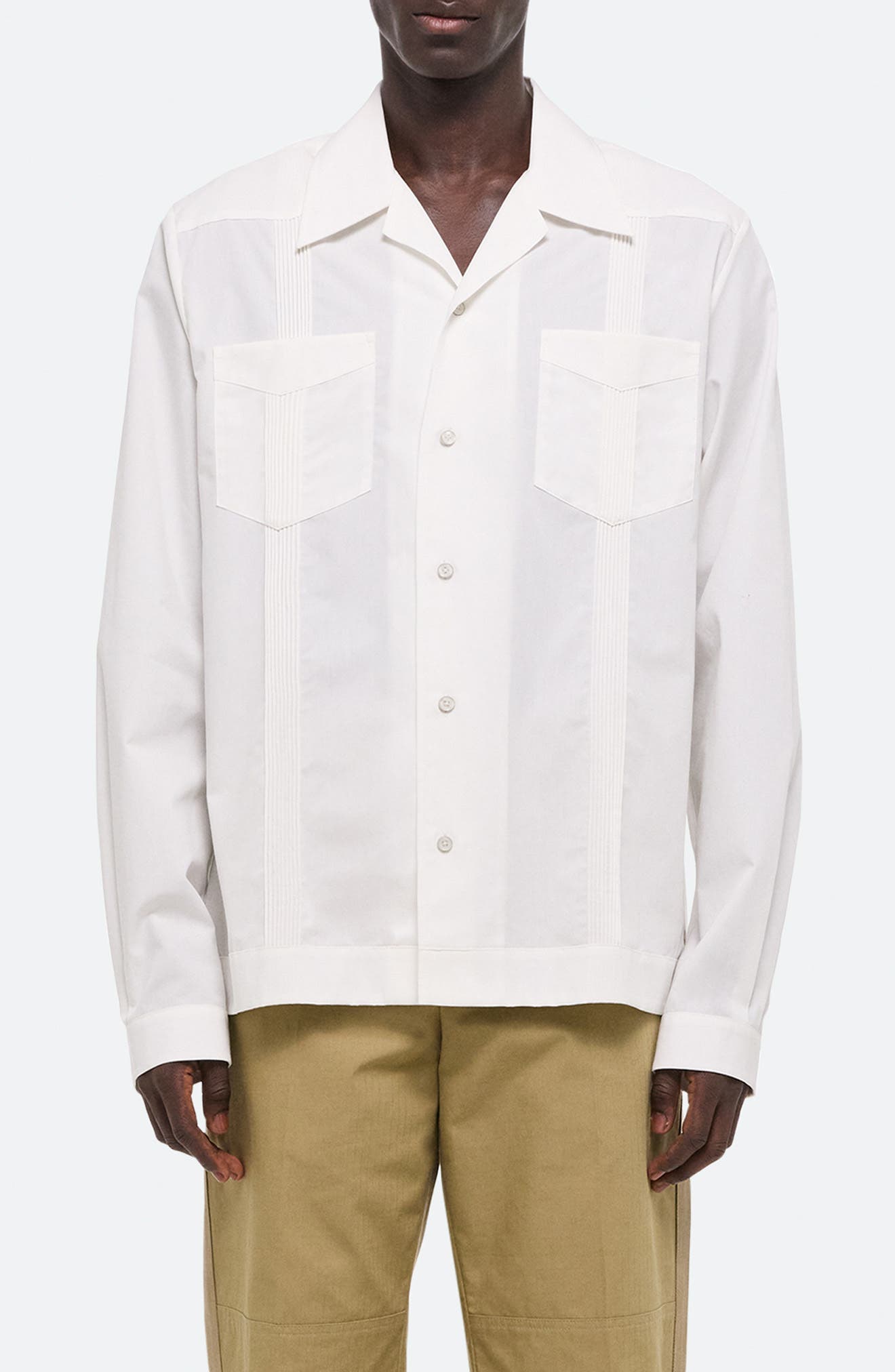 Helmut Lang Knife Pleat Stripe Cotton Poplin Summer Shirt