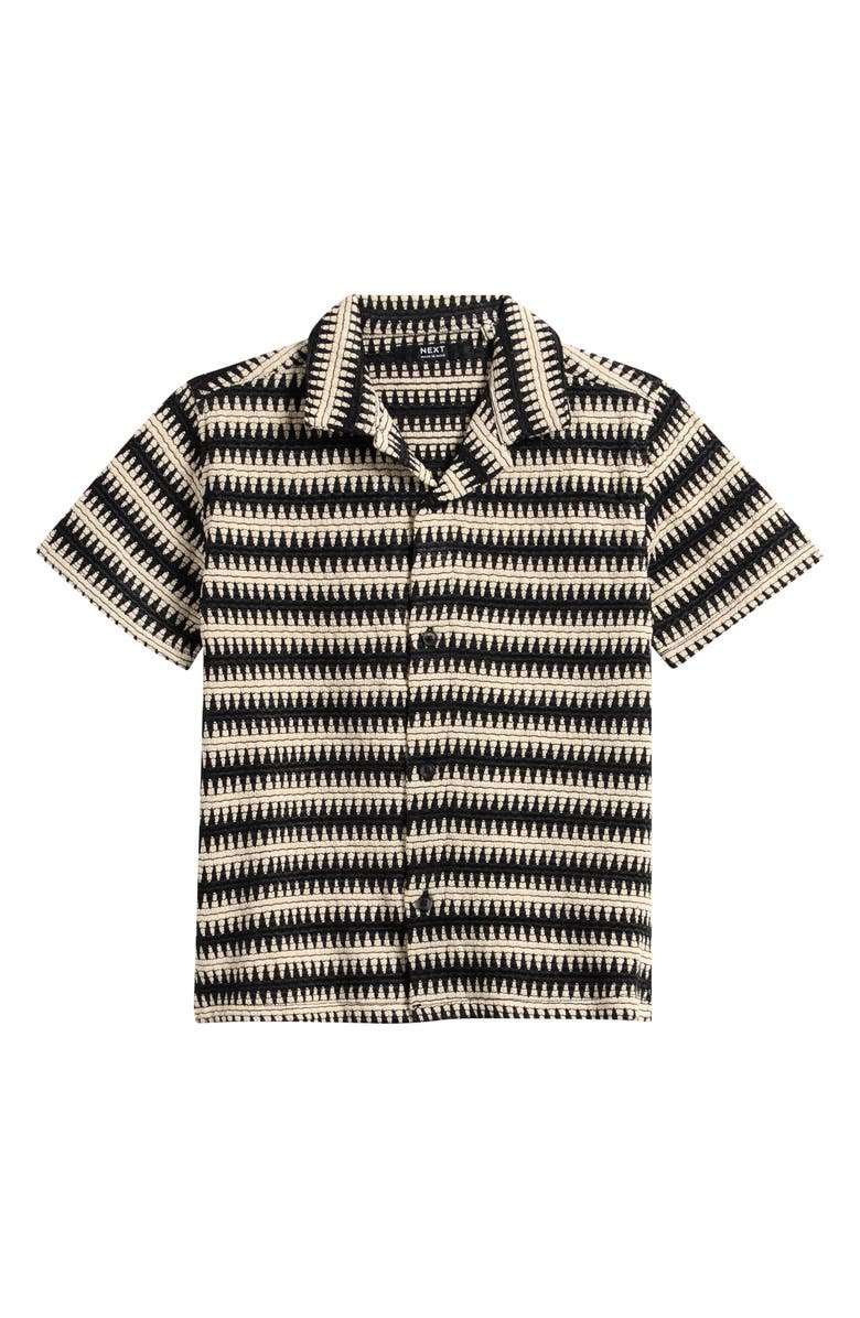 NEXT Kids' Stripe Button-Up Shirt, Main, color, Black