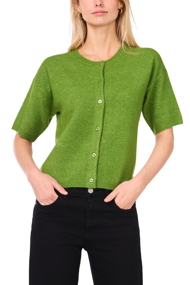 Short Sleeve Cardigan, Main, color, SALTED LIME