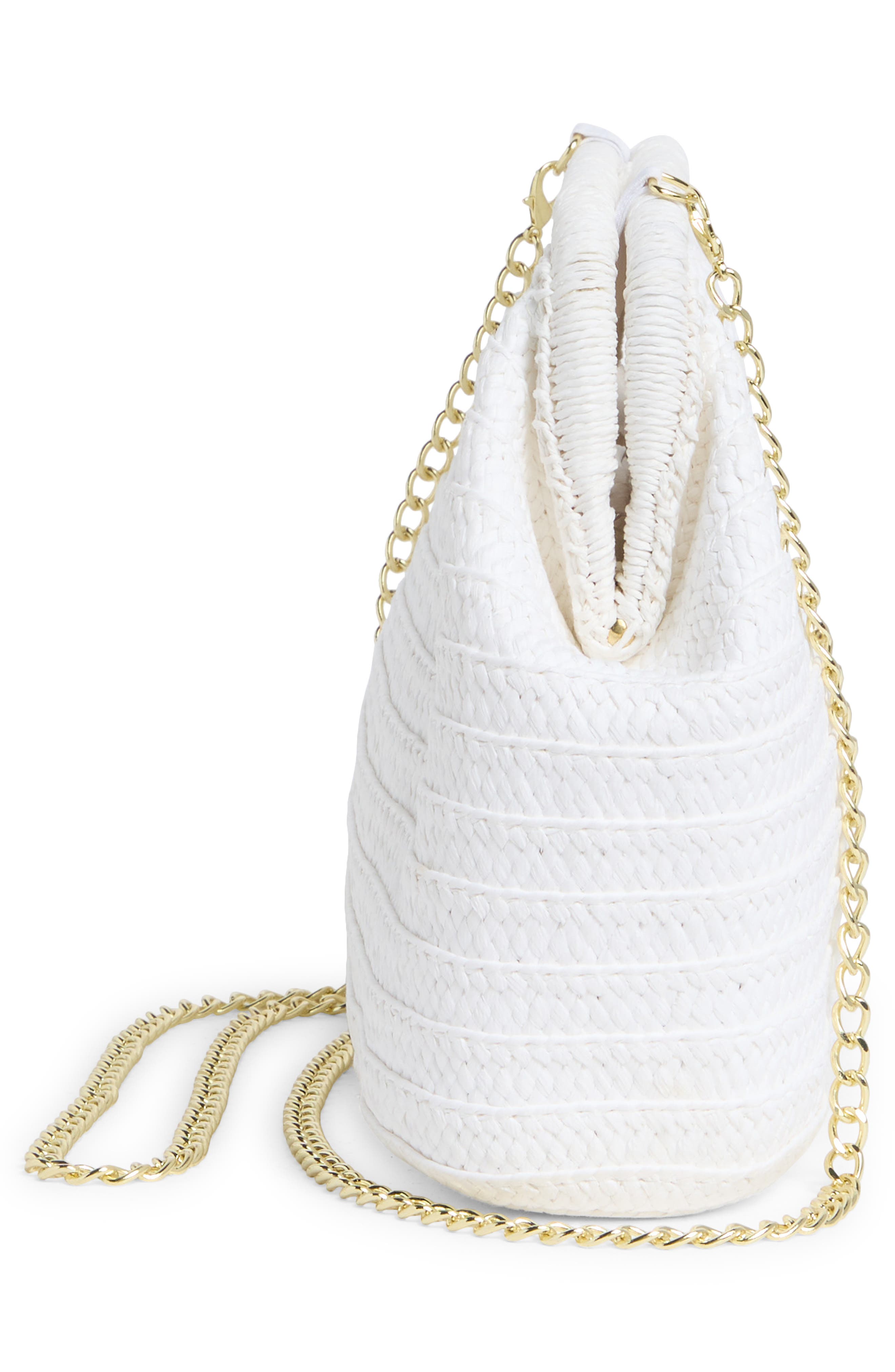 Collection XIIX Cutout Handle Straw Clutch, Alternate, color, White