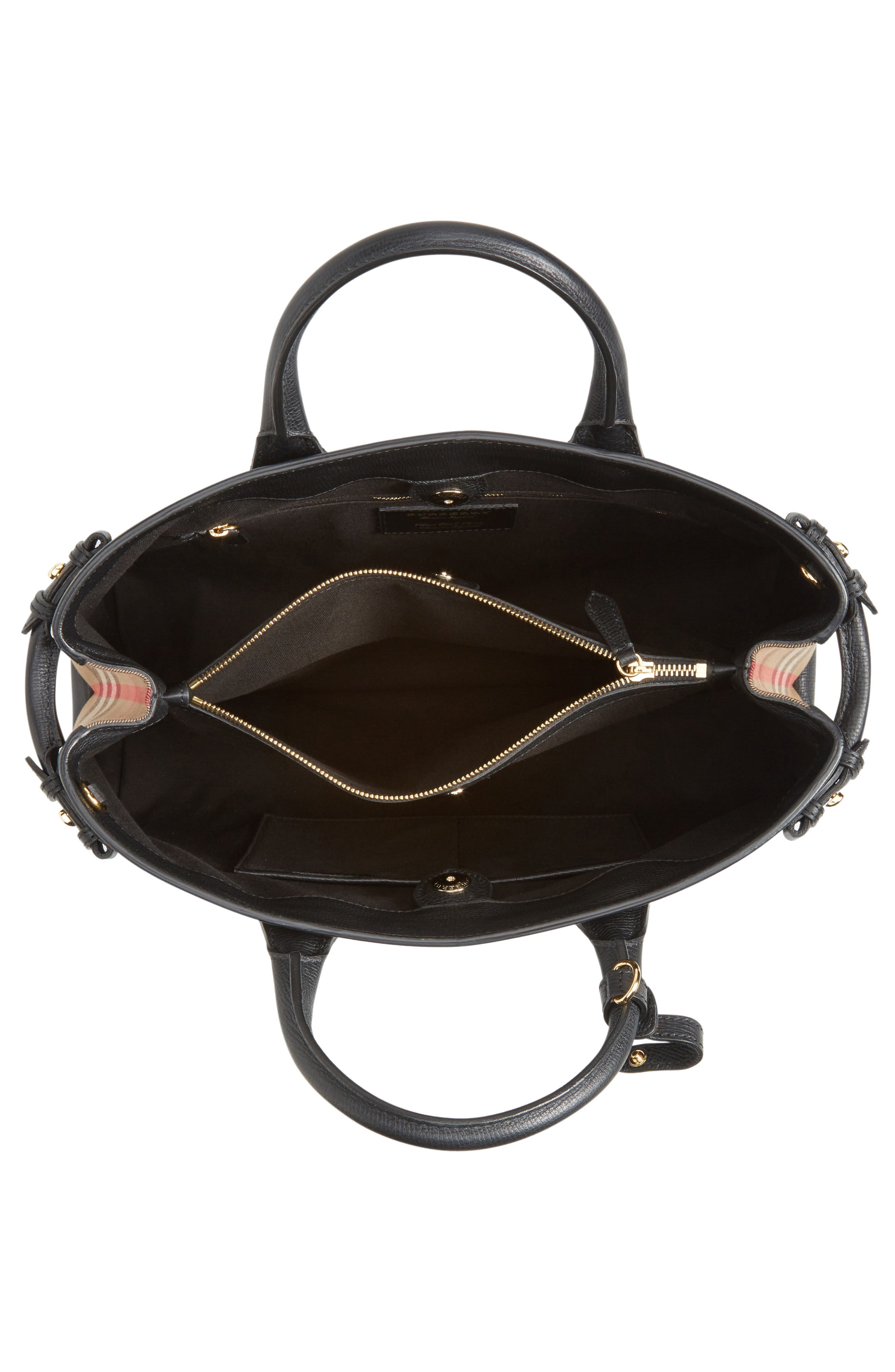 Burberry Large Banner - Derby House Check Calfskin Leather Tote, Alternate, color, 