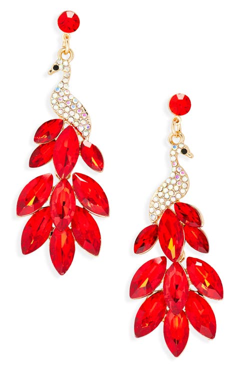 Peacock Dangle Drop Earrings