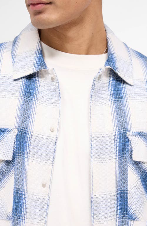 Represent Blue Shirt With Classic Collar And All-over Check Motif In Mid Blue