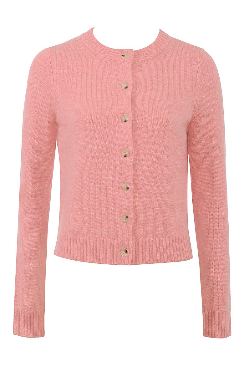 Signature Flamingo Pink Merino Wool Blend Cardigan, Alternate, color, FLAMINGO PINK