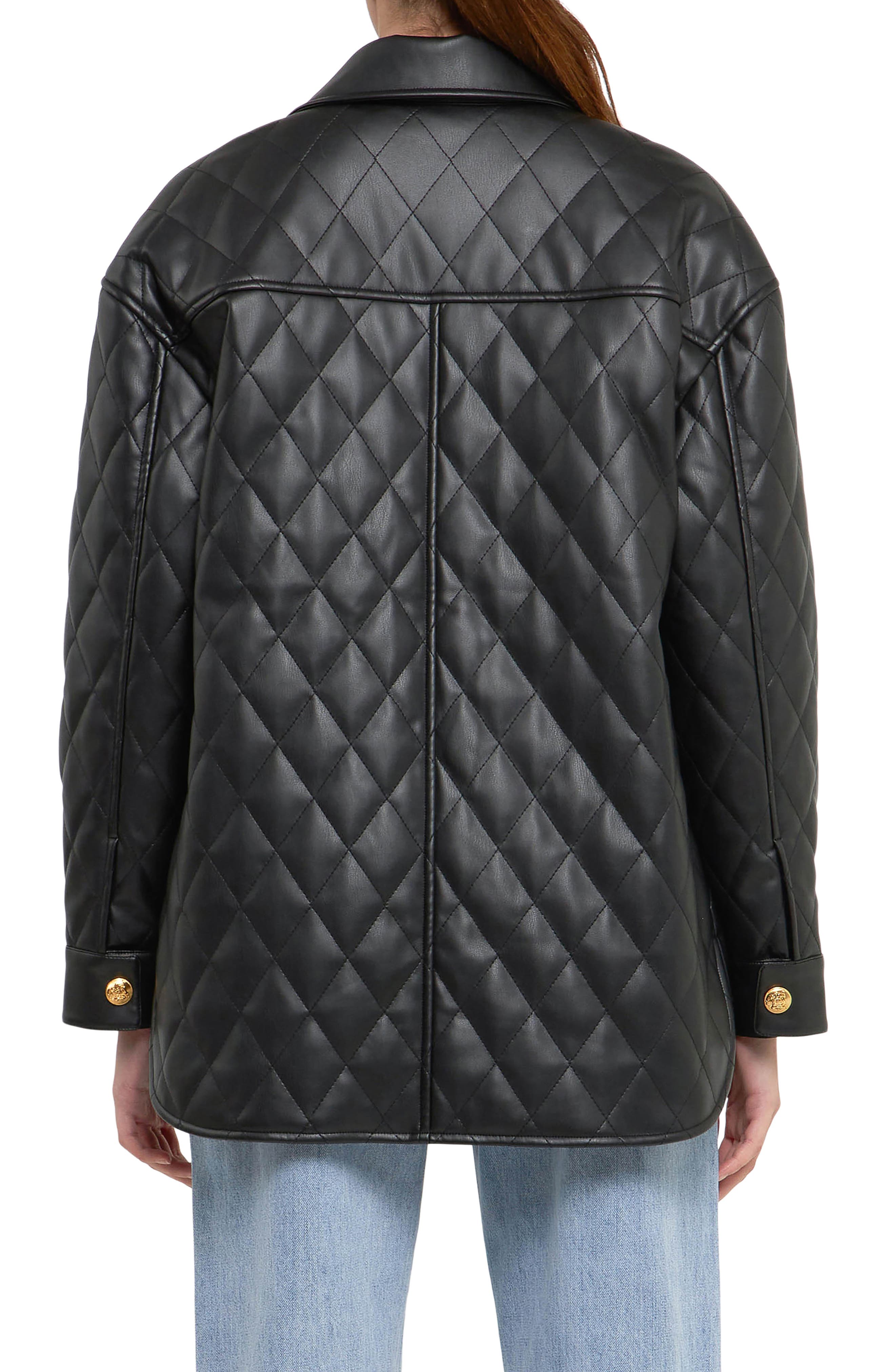Oversize Quilted Faux Leather Jacket - image 2