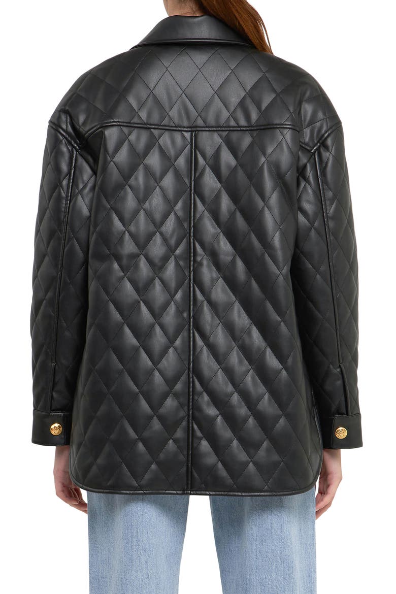 Oversize Quilted Faux Leather Jacket, Alternate, color, BLACK