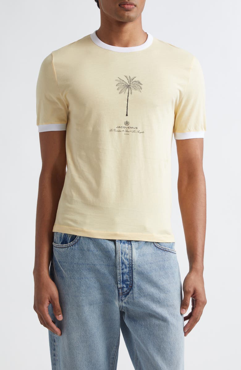 Jacquemus Le T-Shirt Venice Graphic Ringer T-Shirt, Main, color, Palm Tree Beige