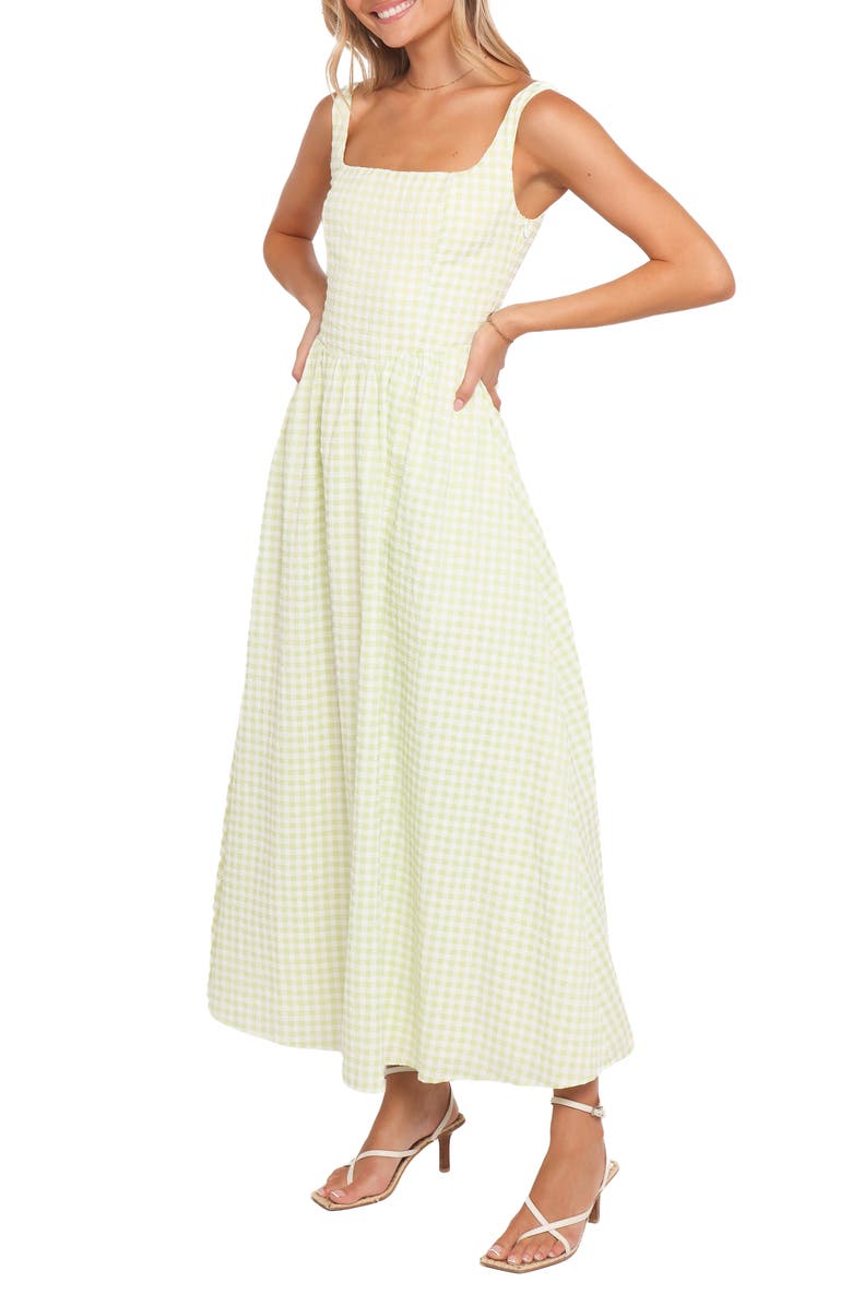 Petal & Pup Amberlyn Gingham Sleeveless Maxi Dress, Alternate, color, Green Gingham