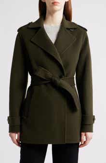 Michael Kors Double Face Wool Blend Crop Trench Coat