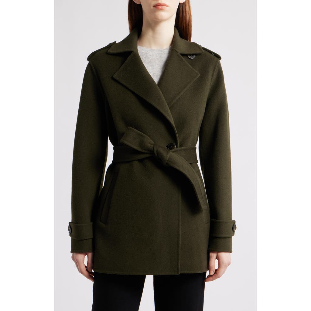 Michael Kors Double Face Wool Blend Crop Trench Coat