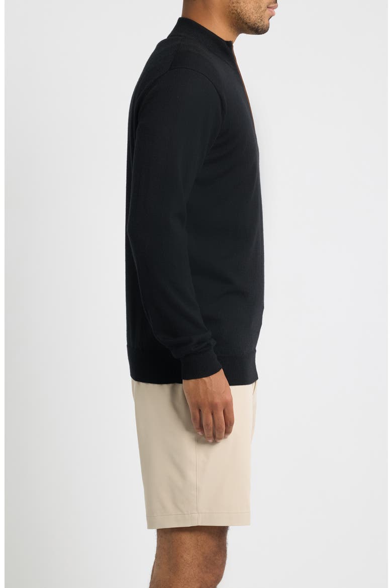 Autumn Crest Suede Trim Quarter Zip Sweater, Alternate, color, BLACK