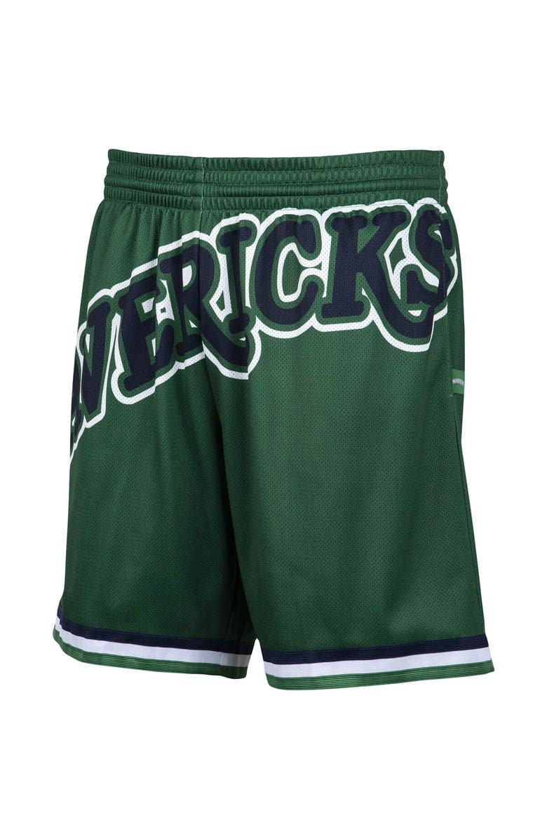 Mitchell & Ness Men's Mitchell & Ness Green Dallas Mavericks Hardwood Classics Big Face 2.0 Shorts, Alternate, color, 