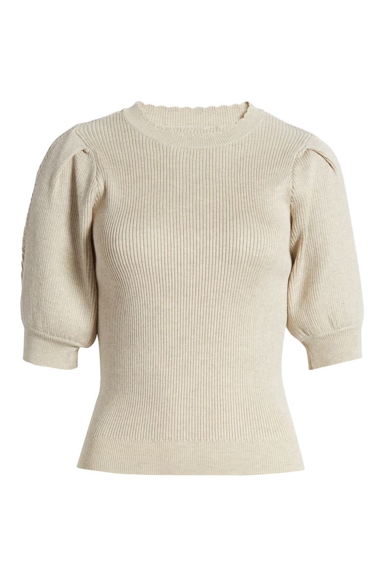 Short Sleeve Rib Sweater, Alternate, color, STONE