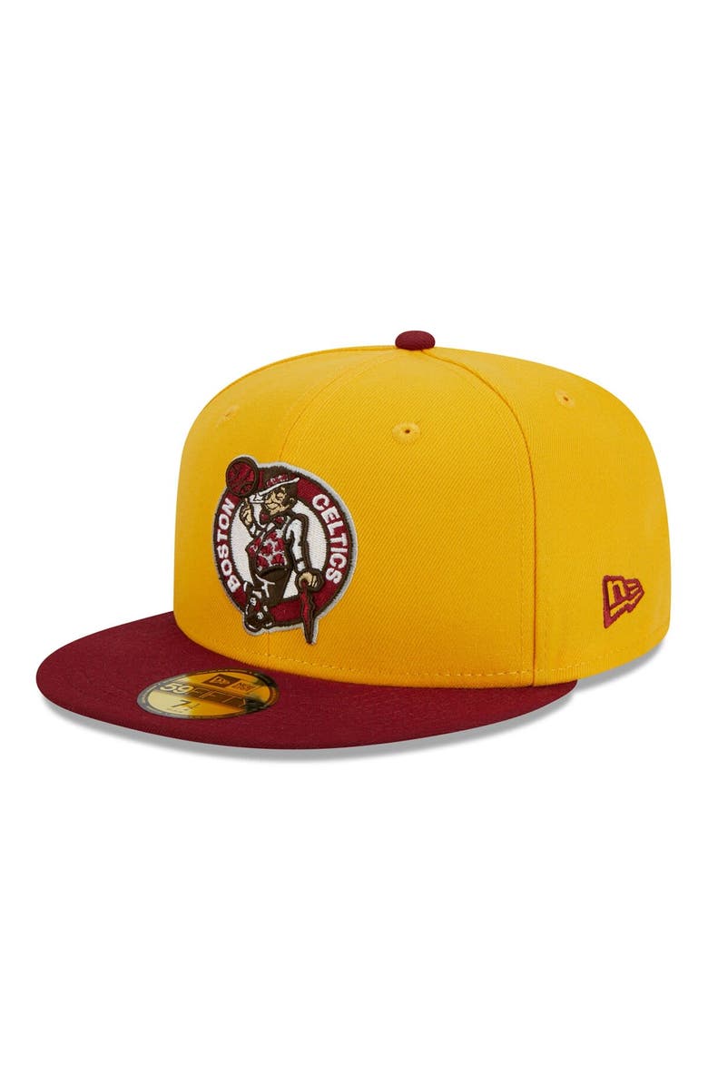 New Era Men's New Era Yellow/Red Boston Celtics Fall Leaves 2-Tone 59FIFTY Fitted Hat, Main, color, Yellow