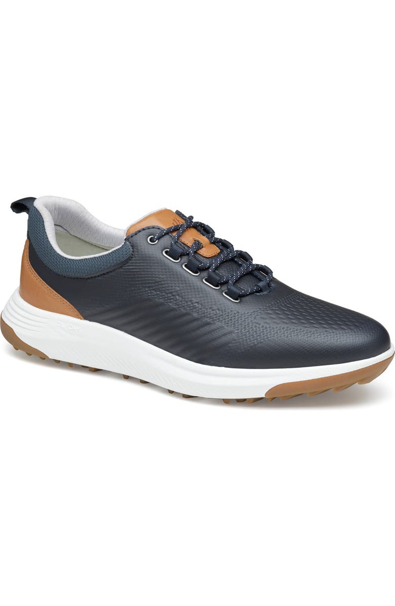 Johnston & Murphy Amherst GL1 Sport Hybrid Waterproof Golf Sneaker, Main, color, Navy Coated Knit