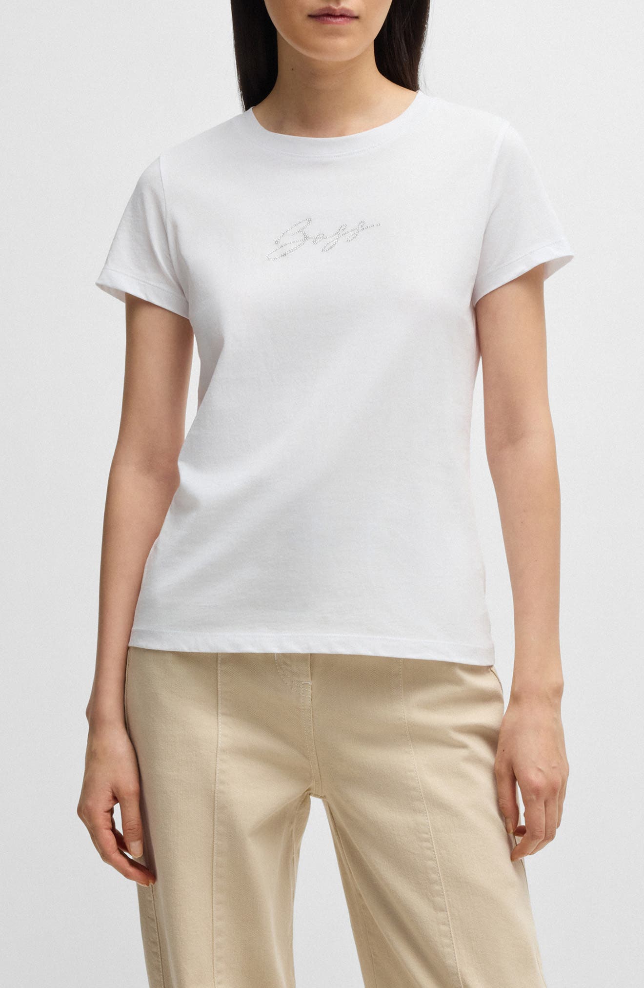 Crystal Logo Cotton T-Shirt