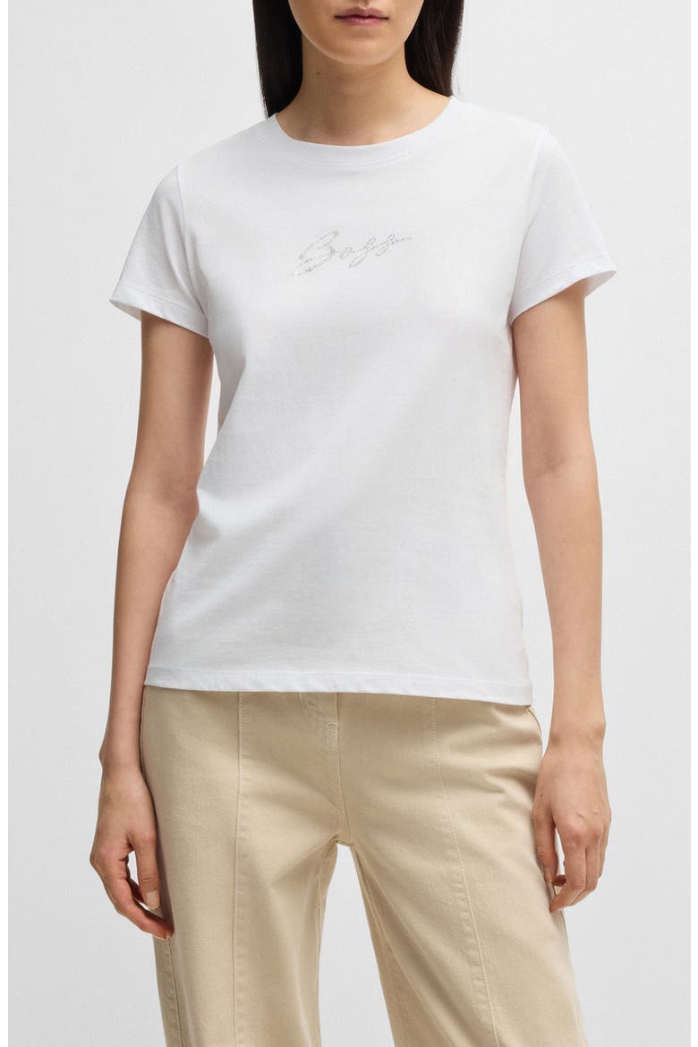 Crystal Logo Cotton T-Shirt, Main, color, WHT
