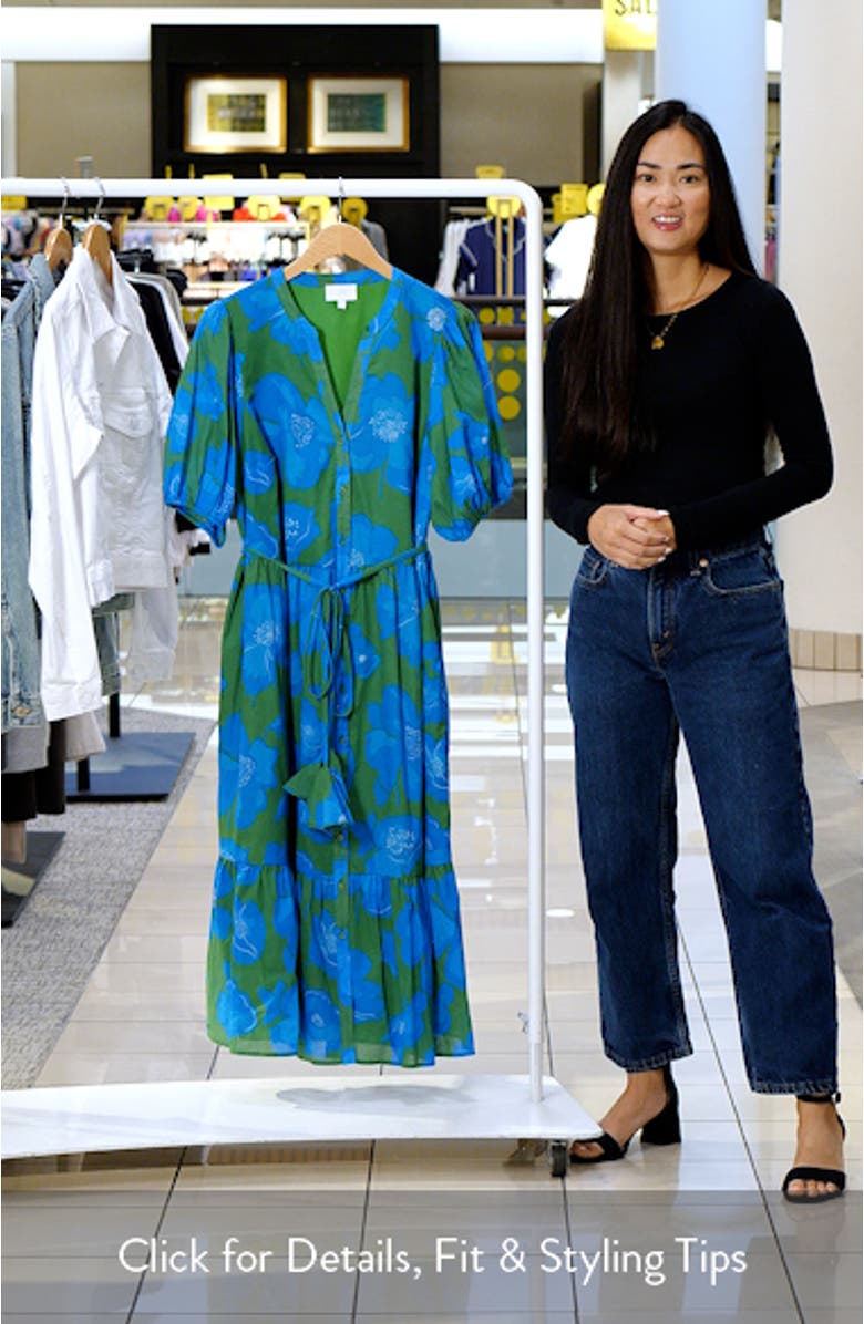 Rori Floral Beth Tiered Cotton Midi Dress, sales video thumbnail