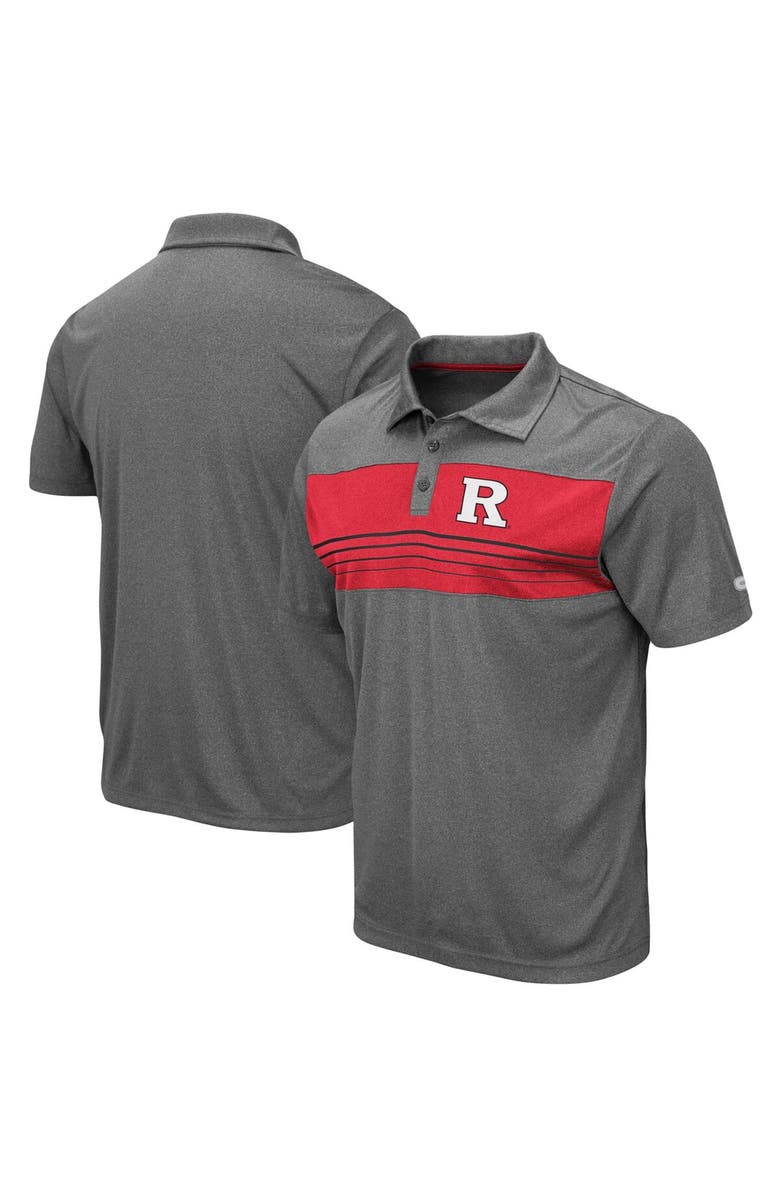 COLOSSEUM Men's Colosseum Heathered Charcoal Rutgers Scarlet Knights Smithers Polo, Main, color, 