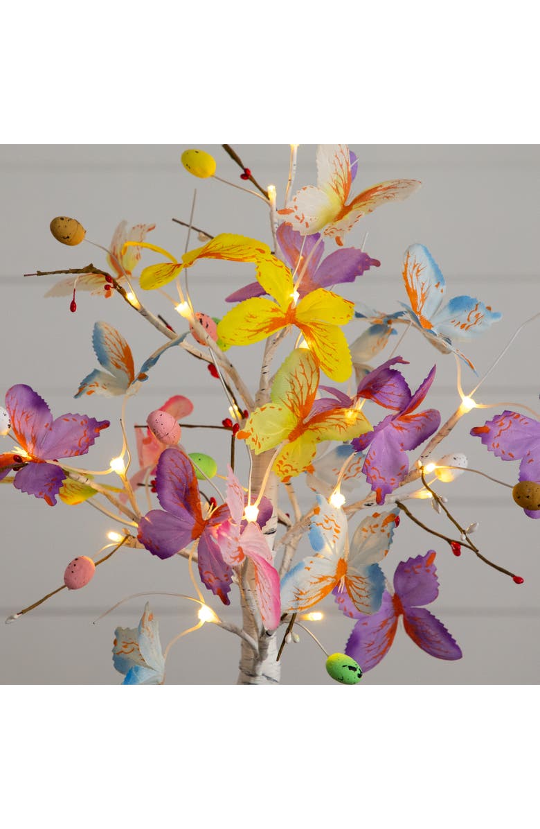 NEARLY NATURAL 2-ft Pre-Lit Artificial Butterfly Twig Tree with 24 Warm White LED Lights, Alternate, color, Multi
