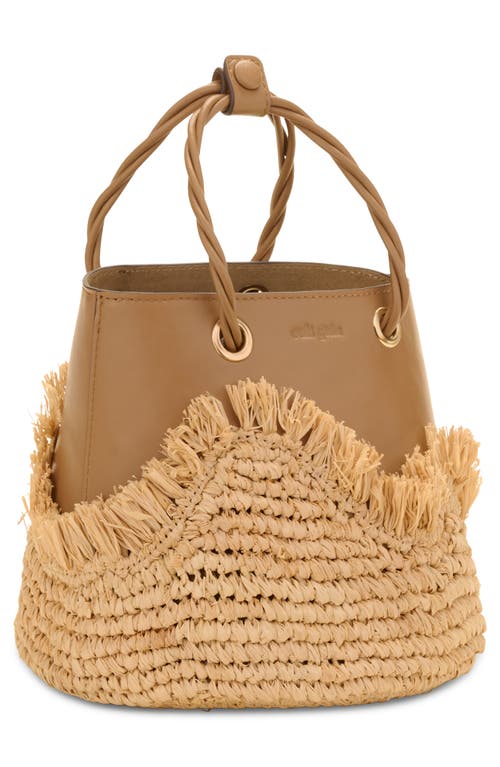 Cult Gaia Jojo Logo Embossed Tote Bag In Camel