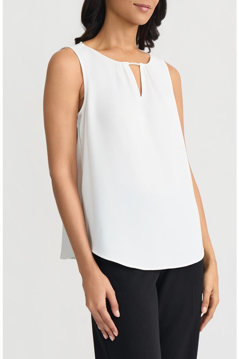 Faux Pearl Sleeveless Shell Top, Alternate, color, LILY WHITE